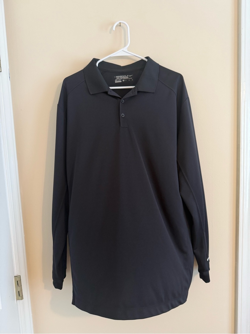 NIKE GOLF TOUR PERFORMANCE MEN'S BLACK LONG SLEEVE POLO SHIRT/SIZE XL